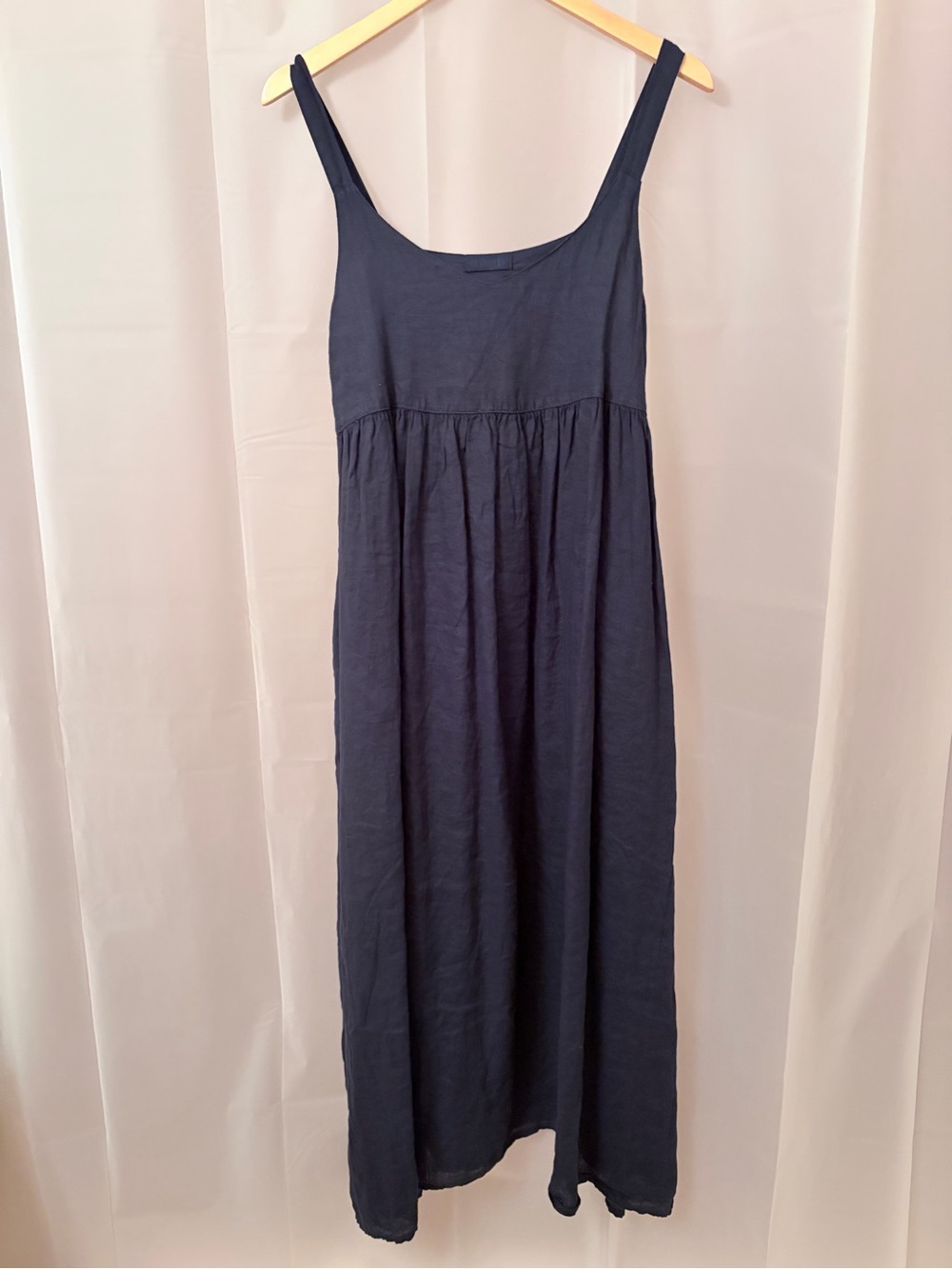 CP Shades Linen Ink Navy Empire Strappy Sleeveless Maxi Dress